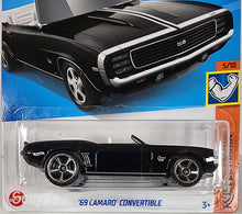 Load image into Gallery viewer, Hot Wheels Black 69 Camaro Convertible 2023
