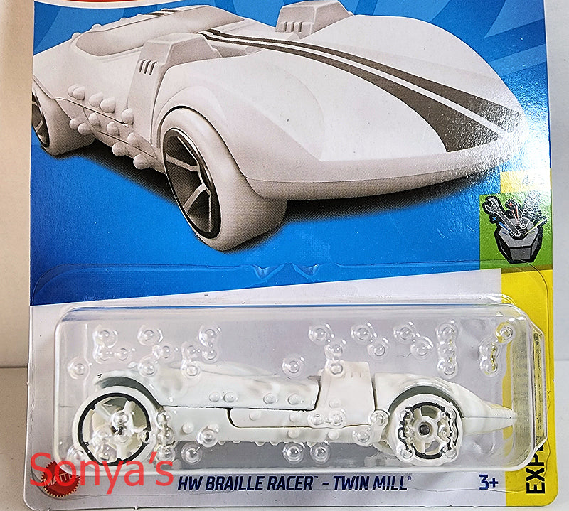 Carrinho Hot Wheels Braille Racer Twin Mill Branco Mattel