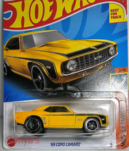 Load image into Gallery viewer, Hot Wheels Yellow 69 Copo Camaro 2022
